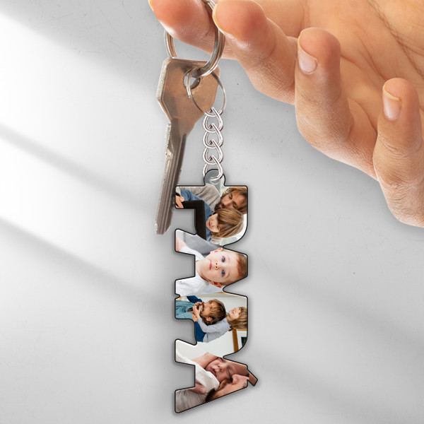 Porta-chaves com Fotos nas letras Papá personalizado