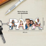 Miniatura de Porta-chaves com Fotos nas letras Papá personalizado