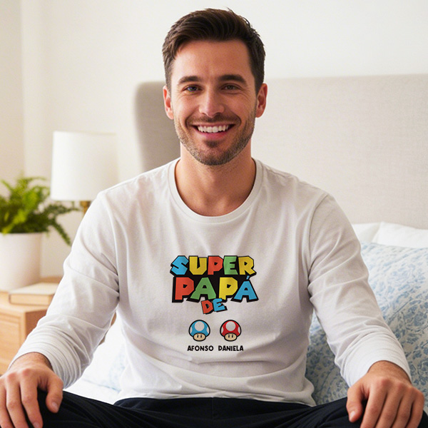 Pijama Super Papá com Nomes personalizados
