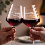 Miniatura de Copo de Vinho para Pai com Nome e Texto Personalizado