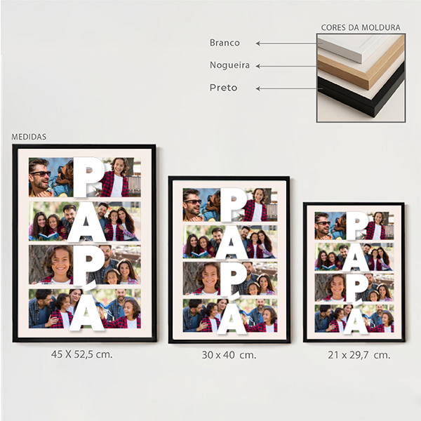 Póster Papá Vertical com Fotos Personalizadas