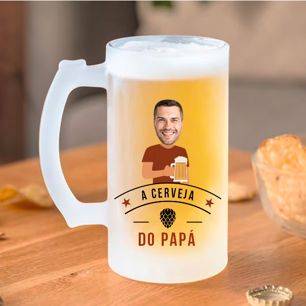 Caneca de Cerveja do Papá com Foto Personalizada