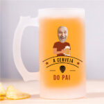 Miniatura de Caneca de Cerveja do Papá com Foto Personalizada