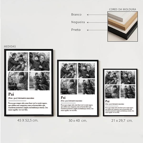 Póster Definição de Pai a Preto e Branco com Fotos Personalizadas