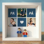 Miniatura de Quadro com minifiguras tipo Lego Papá com Coração e Fotos Personalizadas