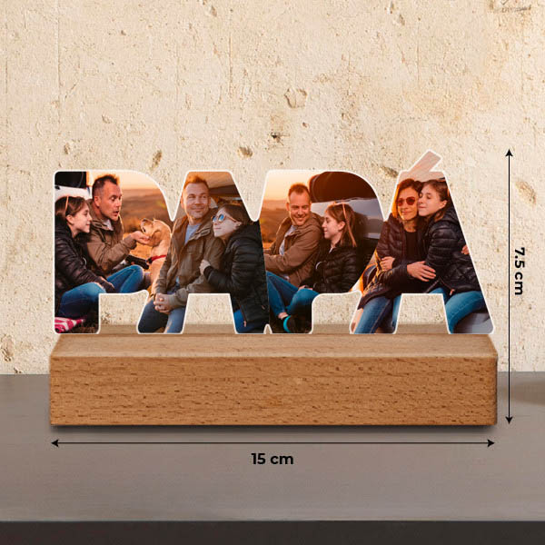 Placa Papá com Fotos e Base personalizada
