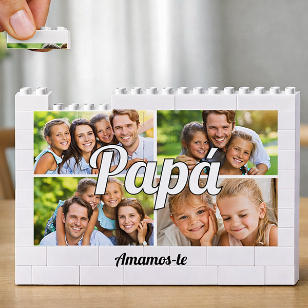 Puzzle Papá com Colagem de 4 Fotos Personalizadas