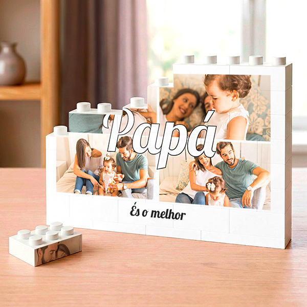 Puzzle Papá com Colagem de 4 Fotos Personalizadas