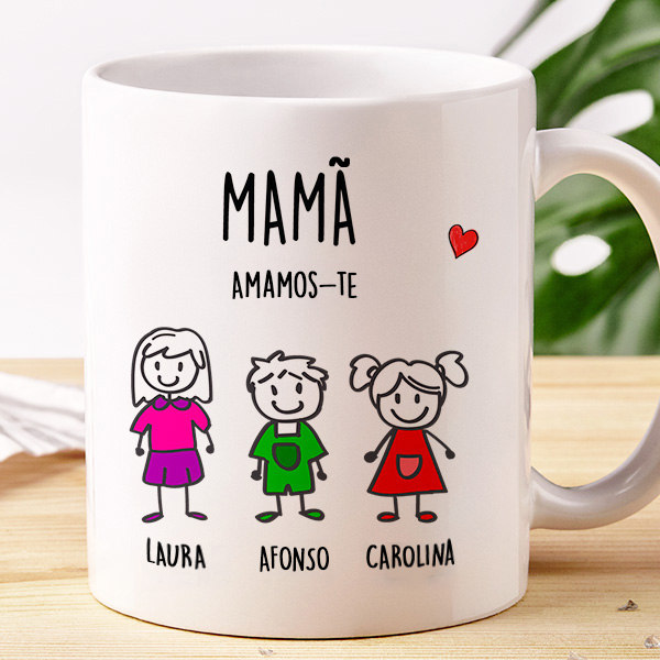 Caneca Bonecos com Texto personalizada