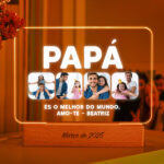 Miniatura de Candeeiro Papá com Quatro Fotos e Texto personalizada