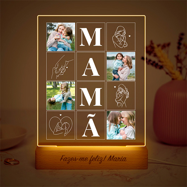 Candeeiro Mamã com Quatro Fotos e Silhuetas personalizado
