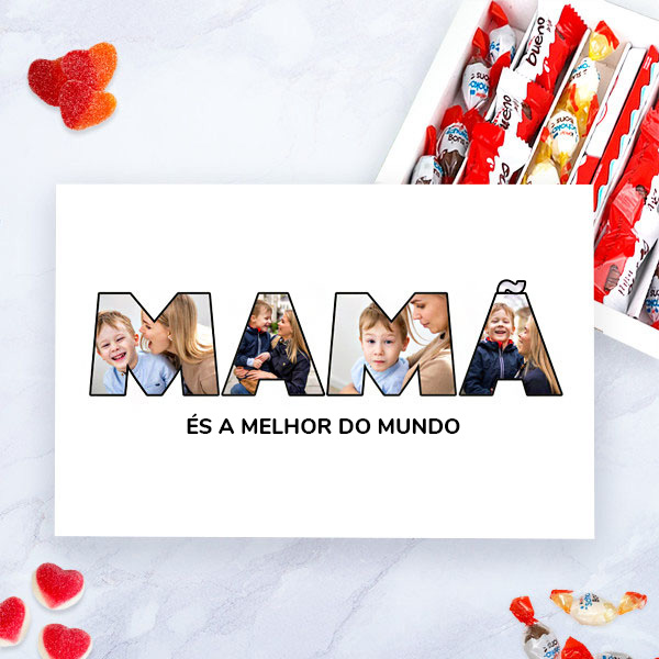 Caixa de Doces Mamã com Fotos nas Letras personalizada