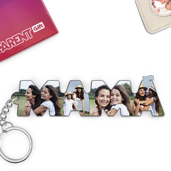 Porta-chaves com Fotos nas letras Mamã personalizado