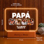 Miniatura de Candeeiro Papá com Quatro Fotos e Texto personalizada