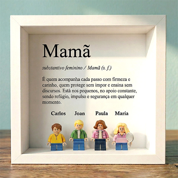 Quadro com Minifiguras Lego Definição de Mãe e Nomes personalizados