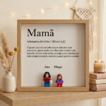 Miniatura de Quadro com Minifiguras Lego Definição de Mãe e Nomes personalizados