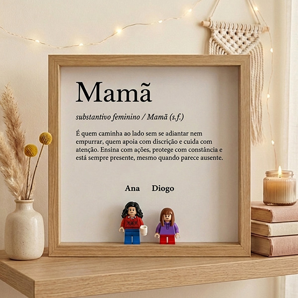 Quadro com Minifiguras Lego Definição de Mãe e Nomes personalizados