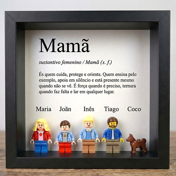Quadro com Minifiguras Lego Definição de Mãe e Nomes personalizados