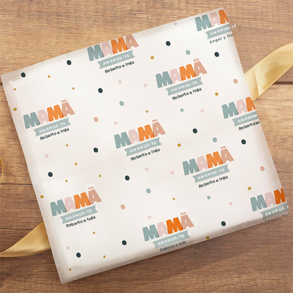Papel de Embrulho Mãe Cores com Nome Personalizado
