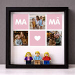 Miniatura de Quadro com Minifiguras Lego da Mãe com Coração e Fotografias personalizadas