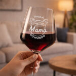 Miniatura de Copo de Vinho para a Melhor Mãe com Nome personalizado