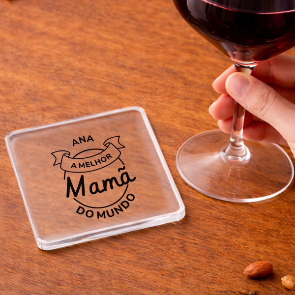 Copo de Vinho para a Melhor Mãe com Nome personalizado
