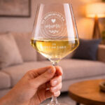 Miniatura de Copo de Vinho para os Momentos da Mãe com Nomes personalizados