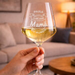 Miniatura de Copo de Vinho para a Melhor Mãe com Nome personalizado