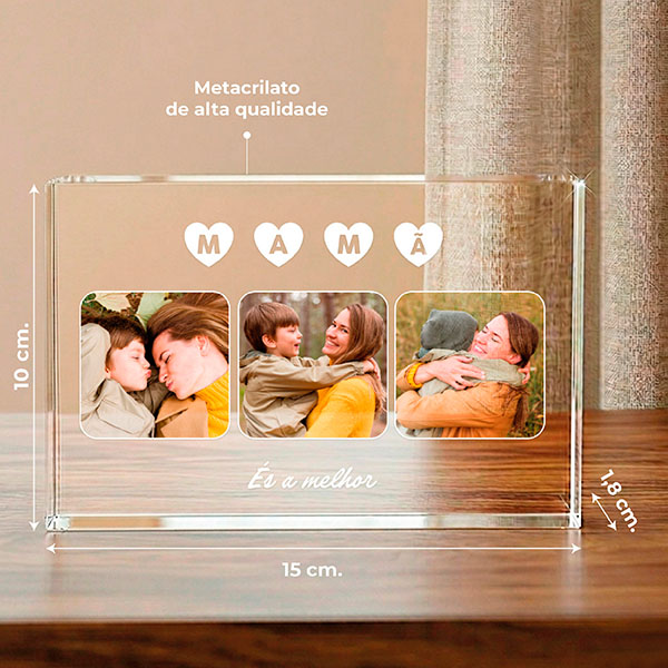 Placa em Bloco para a Mãe com Fotografias Personalizadas