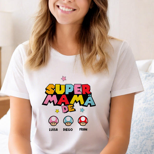 Pijama Super Mãe com Nomes personalizados