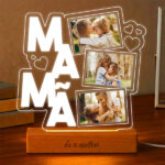 Miniatura de Lâmpada para a Mãe com Corações e Três Fotografias personalizadas