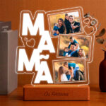 Miniatura de Lâmpada para a Mãe com Corações e Três Fotografias personalizadas