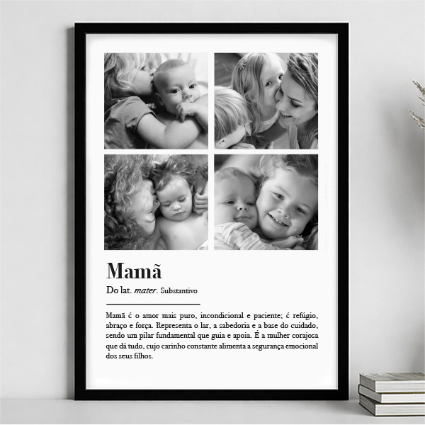 Póster Definição de Mãe em Preto e Branco com Fotografias personalizadas