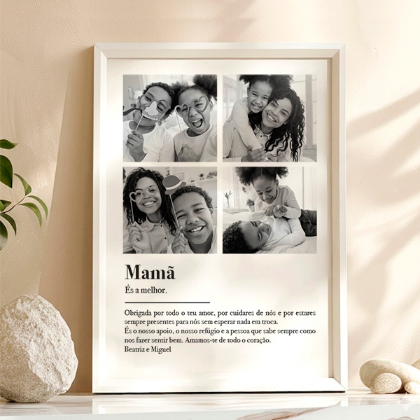 Póster Definição de Mãe em Preto e Branco com Fotografias personalizadas