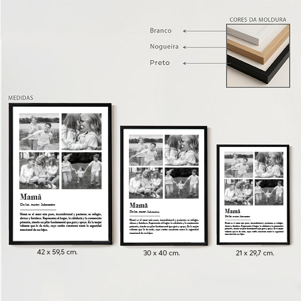 Póster Definição de Mãe em Preto e Branco com Fotografias personalizadas