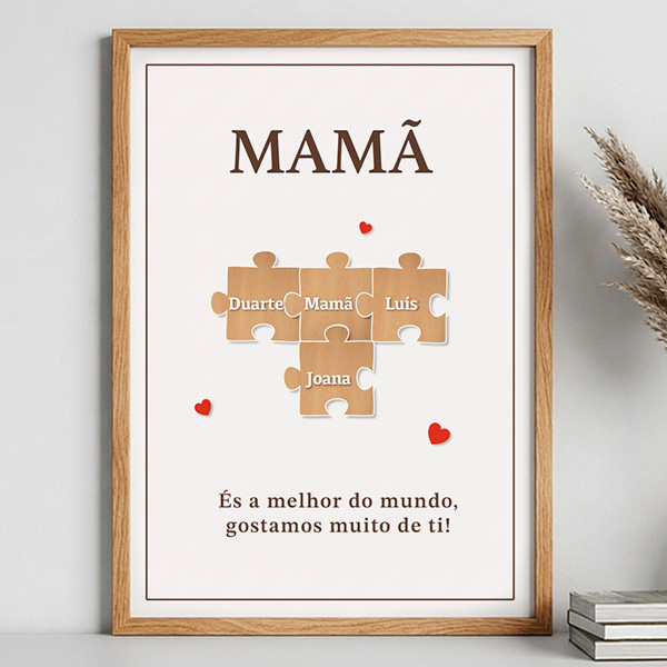 Póster Puzzle para a Mãe com Nomes Personalizados