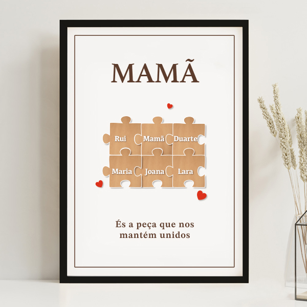 Póster Puzzle para a Mãe com Nomes Personalizados