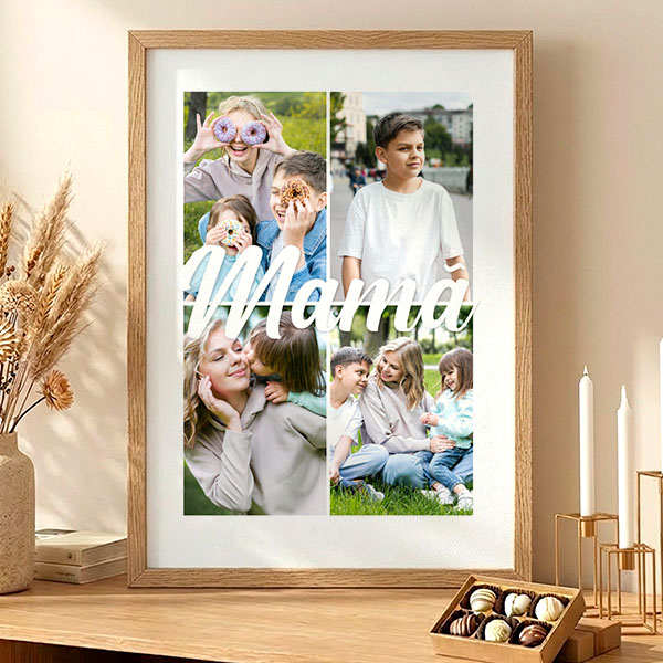 Póster para a Mãe com 4 Fotografias personalizadas