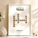 Miniatura de Póster Scrabble para a Mãe com Nomes personalizados