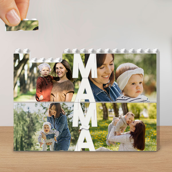 Puzzle de Blocos Mamã Vertical com Fotos personalizadas