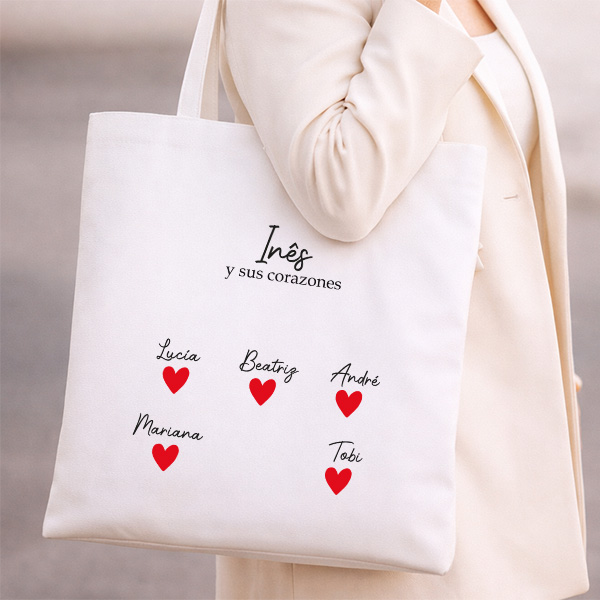 Sacola com Corações e Nomes personalizados