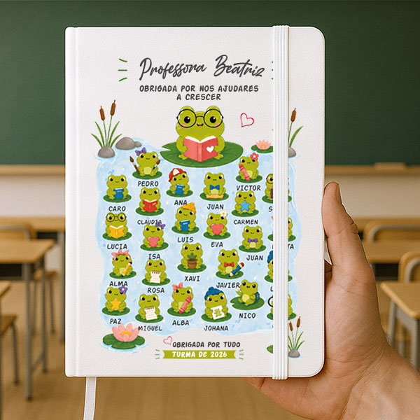 Caderno com Rãzinhas e Nomes personalizados