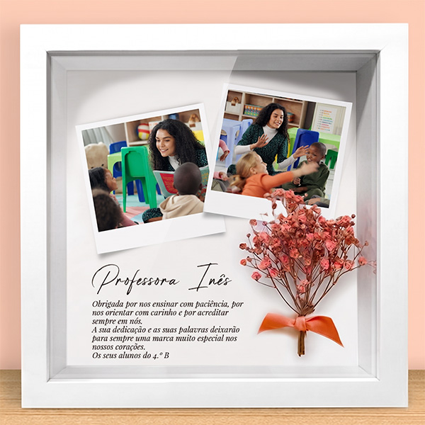 Moldura com Flores e Fotos Polaroid personalizadas Moldura com Flores e Fotos Polaroid personalizadas