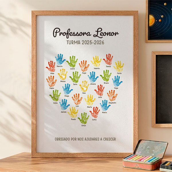 Póster para Professores com Mãos e Nomes personalizados