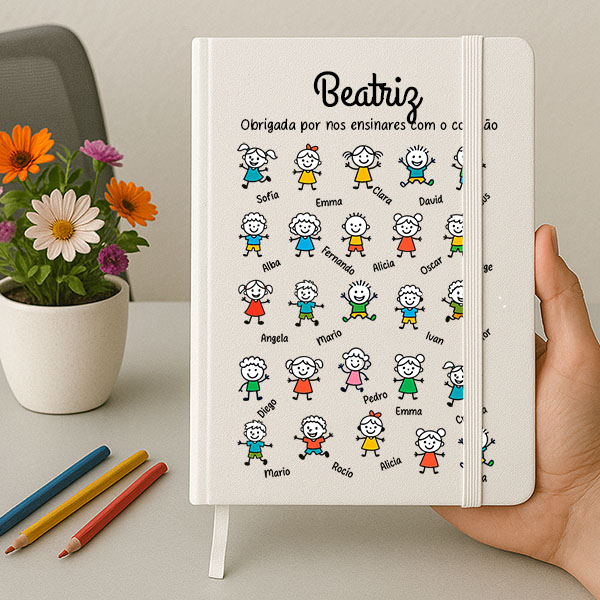 Caderno com Bonequinhos e Nomes personalizados