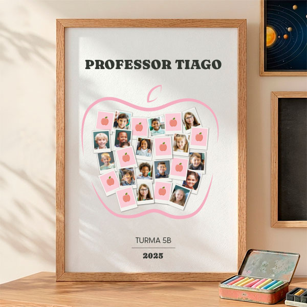 Póster Maçã para Professores com Fotos Polaroid personalizadas