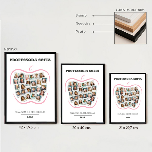 Póster Maçã para Professores com Fotos Polaroid personalizadas