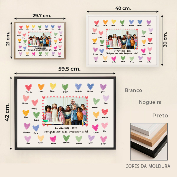 Póster para Professores de Corações com Foto personalizada