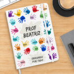 Miniatura de Bloco de Notas Mãos Coloridas com Nomes e Texto personalizado