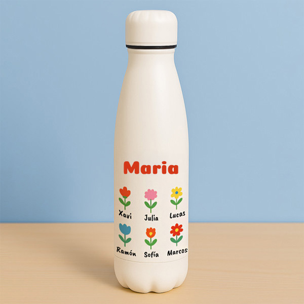 Garrafa Flores com Nomes e Texto personalizada
